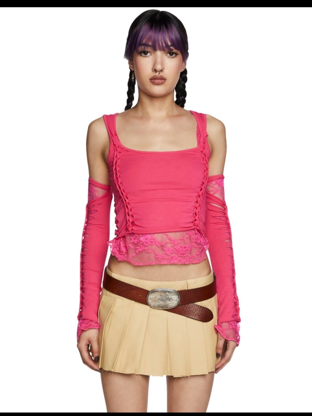 Nwot Dolls Kill Current Mood Punk Raver  Slashed Top